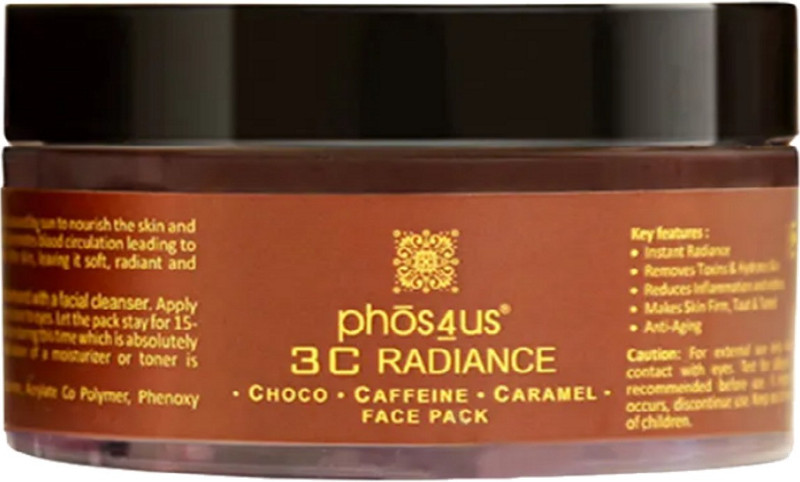 phos4us 3C Chocolate, Caffeine & Caramel Perfect Radiance Glow Face Mask, For Firm & Youthful Skin(50 ml)