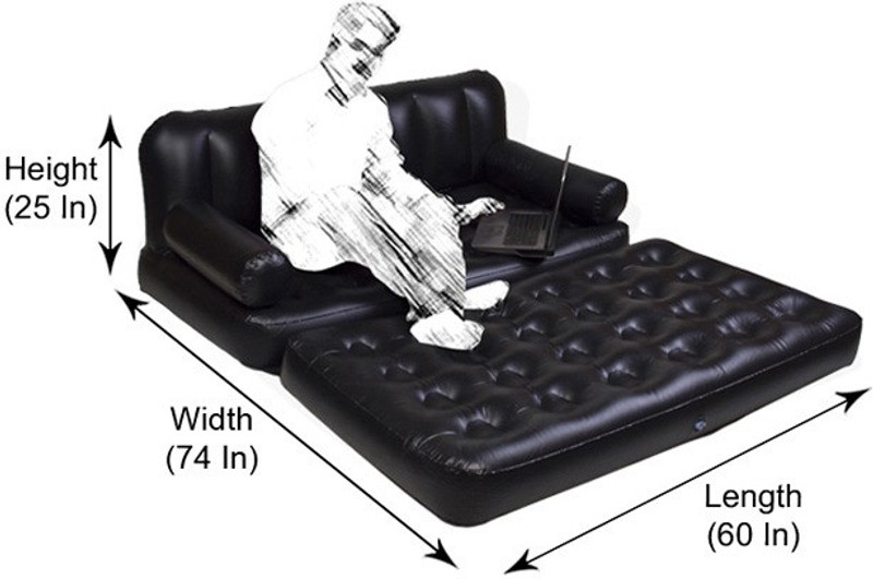 rivansh RV-sir sofa-09 PP 3 Seater Inflatable Sofa(Color - black)