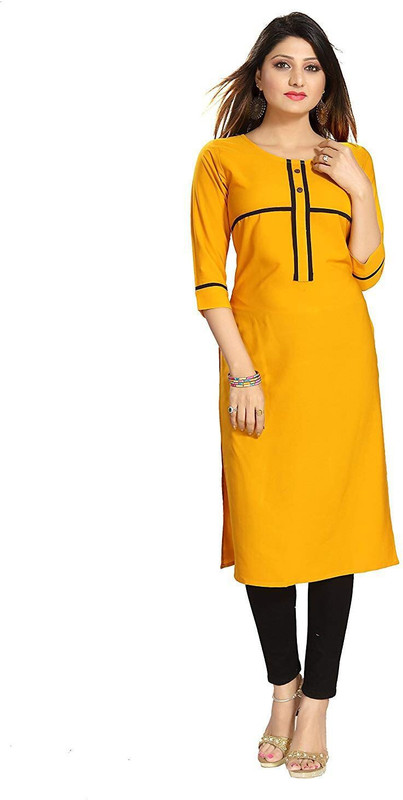 dimpal fashion Casual Printed Women Kurti(Yellow)