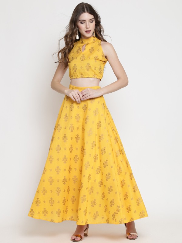 Sera Printed Stitched Lehenga Choli(Yellow)