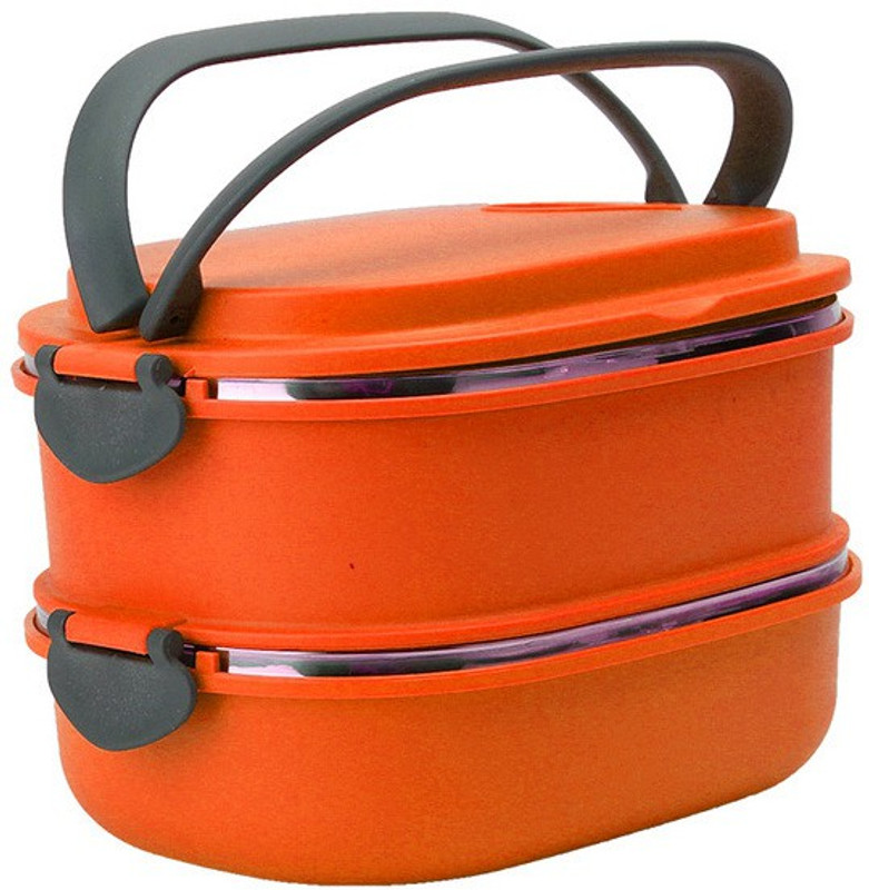 mobhead Newest style 1800 ml 2/ layer rectangle shape stainless steel lunch box 2 Containers Lunch Box(1800 ml)
