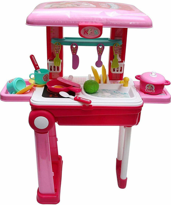 manvi Little Chef 2 in 1 Kitchen Play Set, Pretend Play Luggage Kitchen Kit