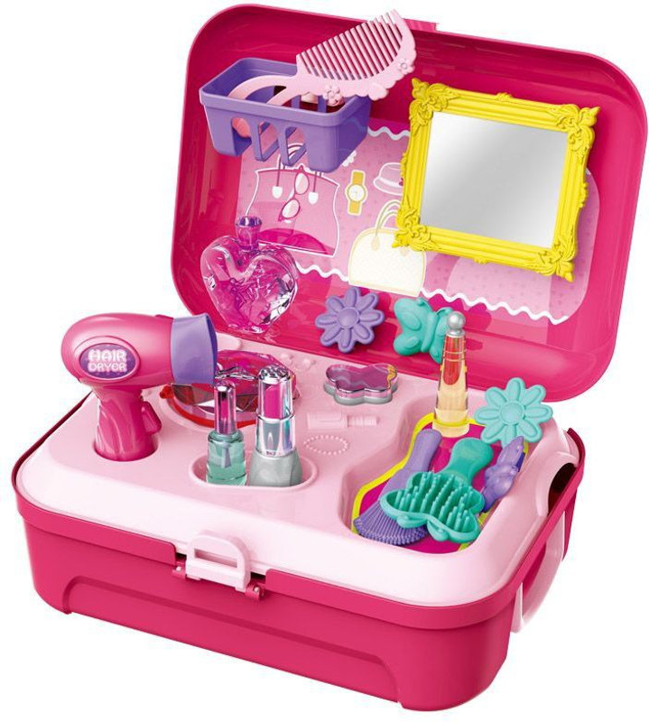 ketmart 21 Pcs Pretend Play Salon Beauty Make Up Kit Play Set- Pink