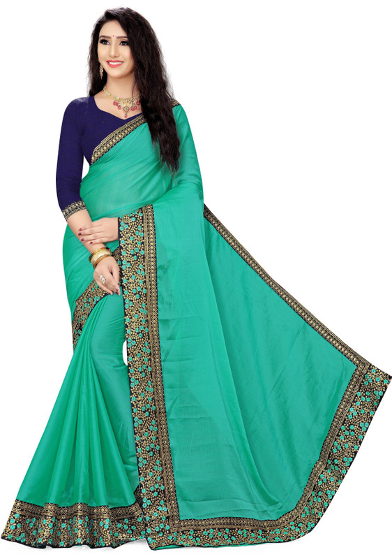 bhavika silk mills Embroidered Daily Wear Chiffon Saree(Green)