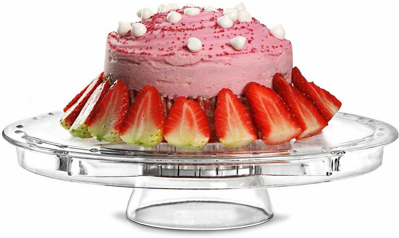 nilkanth Glass Cake Server(Multicolor, Pack of 1)