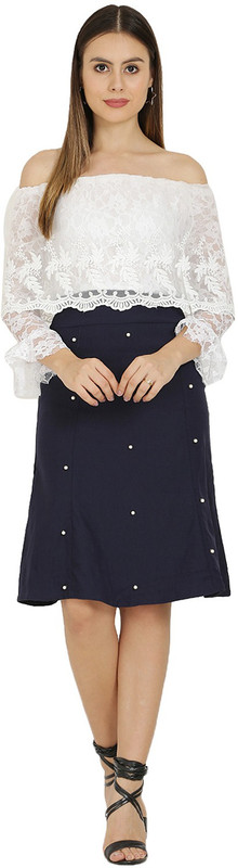 aserul garments Women A-line White Dress