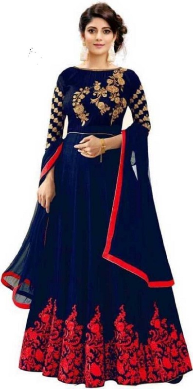 TANVI FASHION Anarkali Gown(Dark Blue)