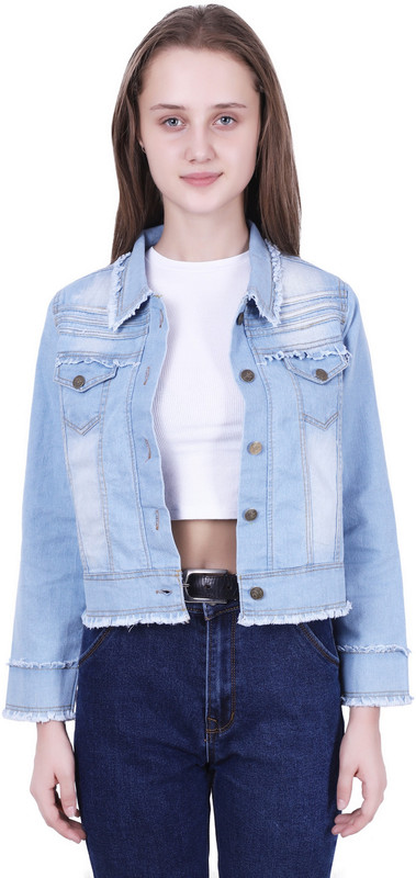 crown creation Full Sleeve Self Design Women's Denim Jacket