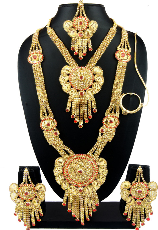 sathiya jewellers Alloy Jewel Set(Gold, Red)