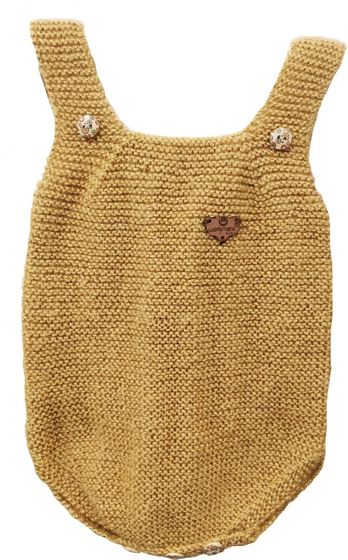 wegmans Romper For Boys & Girls Self Design Pure Wool(Gold, Pack of 1)