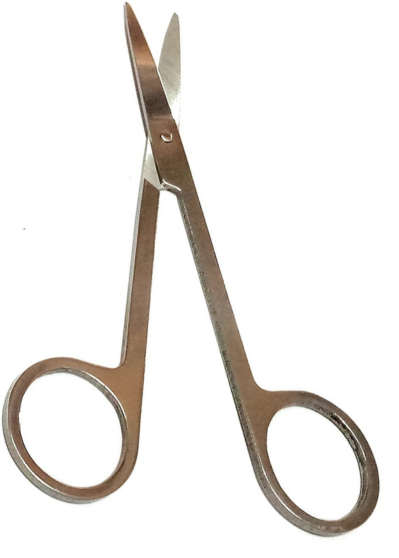 nawani StainlessSteel Small Eyebrow Nose Hair Scissors, Size - 4.5 Inch Scissors(Set of 1, Silver)