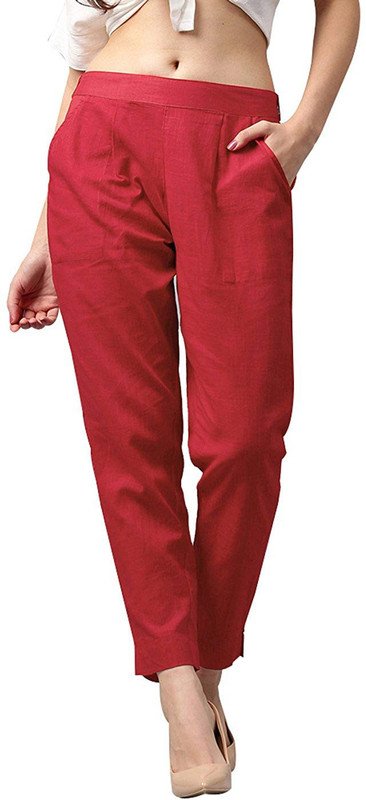 pittra4ever Regular Fit Women Red Trousers