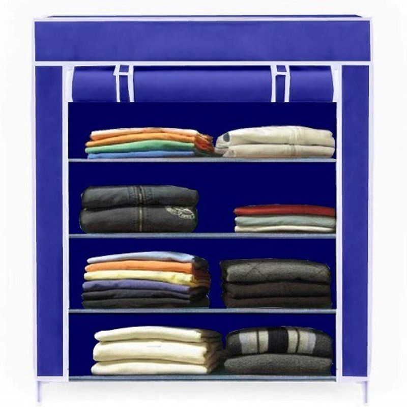 rack home Rayon Collapsible Wardrobe(Finish Color - Blue)
