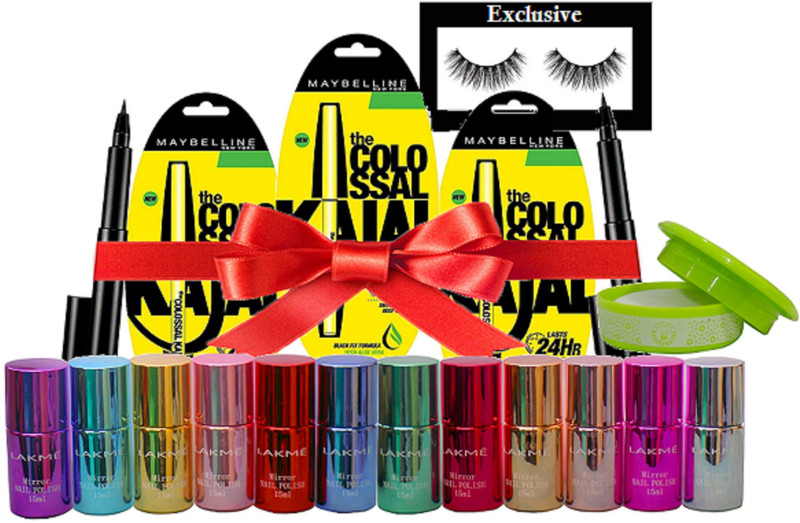 exclusive Eyelashes, Nail Polish Kajal Eyeliner Nail Remover(19 Items in the set)