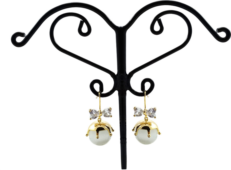 jashan accessories Stylish Hanging Ball and Bow Style Golden American Diamond Cubic Zirconia Copper Drops & Danglers