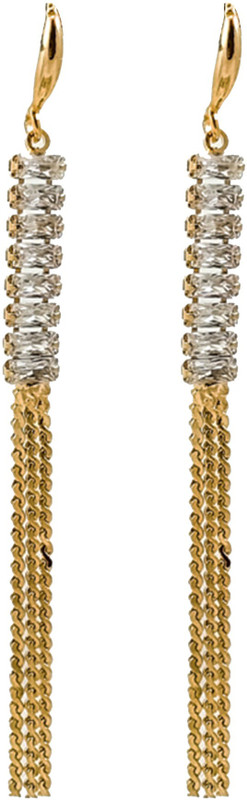 jashan accessories American Diamond Golden Stylish Partywear Earrings Cubic Zirconia Copper Ear Thread