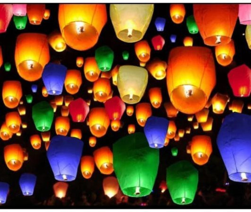 skyaysh air balloons Multicolor Paper Sky Lantern(22 cm X 22 cm, Pack of 10)
