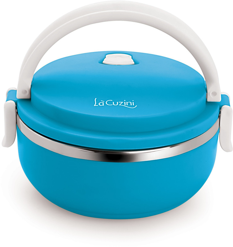 lacuzini Stainless Steel Round Lunch Box 1 Container-Blue 1 Containers Lunch Box(300 ml)