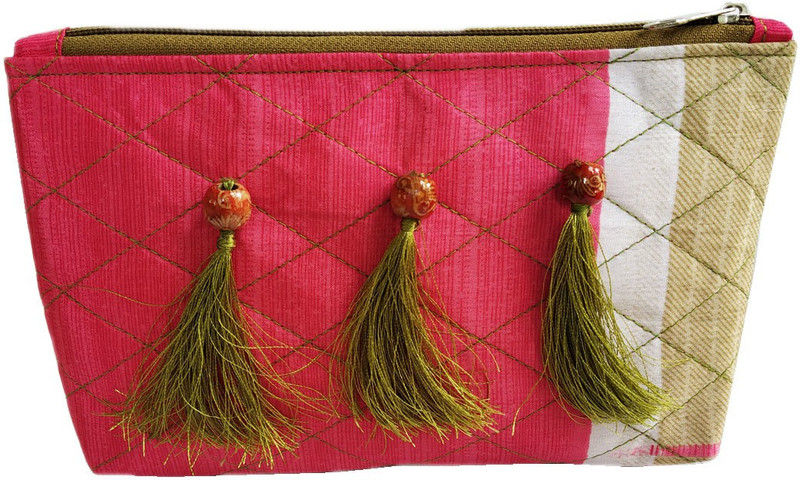 auk Elegant Pink Silk Hand Purse Pouch(Pink)