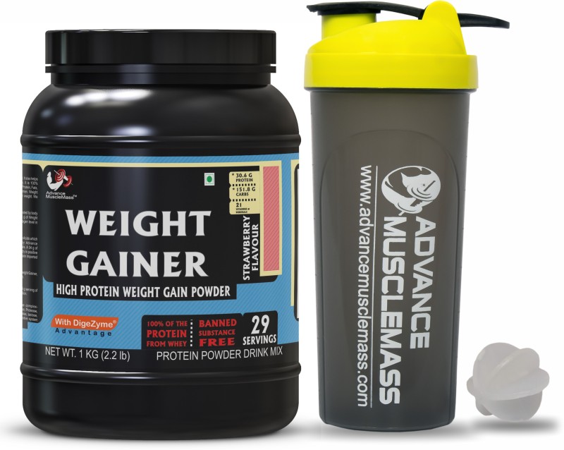 Advance MuscleMass weight gainer Weight Gainers/Mass Gainers(1 kg, Strawberry)