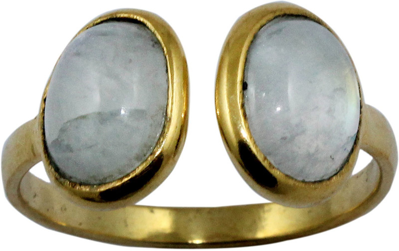 khnfashion Natural Moonstone oval Shape 24k Gold Plated Rings Brass Moonstone Gold Plated Ring