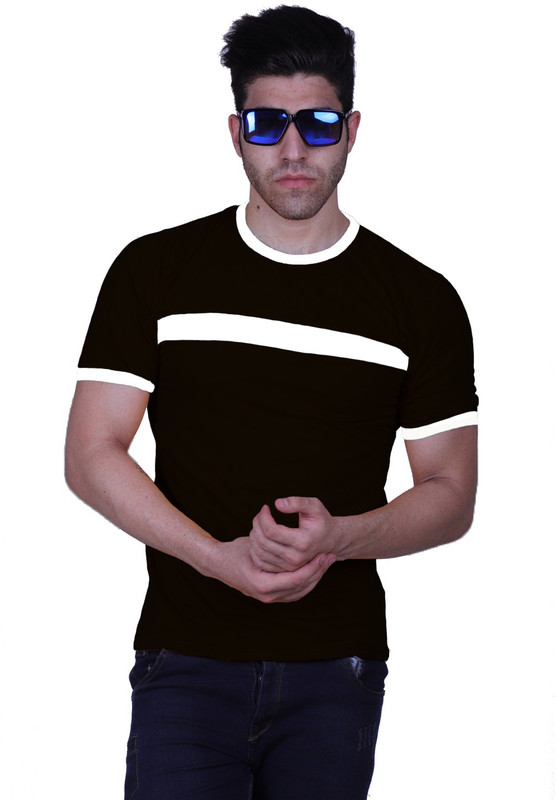 peepli one Solid Men Round Neck Black T-Shirt