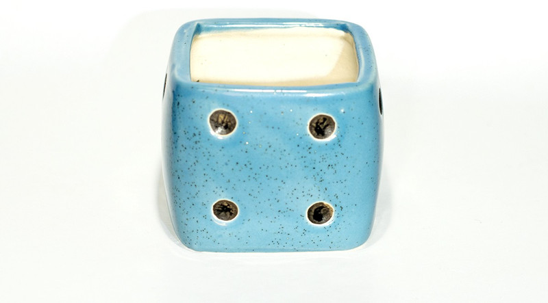 pots online Small Ceramic Blue Dice Indoor Pot Ceramic Vase(8.9 inch, Blue)