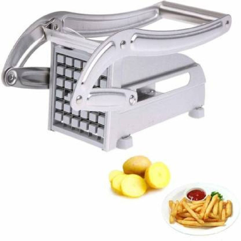kalathiya Stainless Steel French Fry Cutter with 2 Interchangeable Cutting Blades Vegetable & Fruit Grater & Slicer(1)