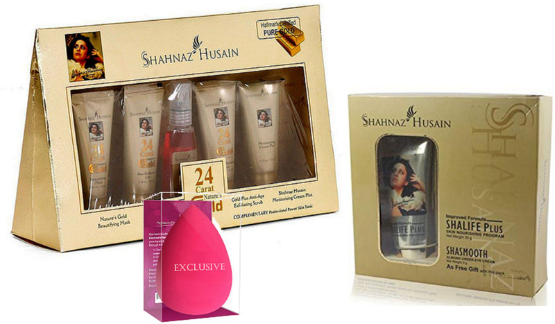 exclusive Sponge Puff, 24 Carat Gold Facial Kit With Shalife Plus Cream(3 Items in the set)