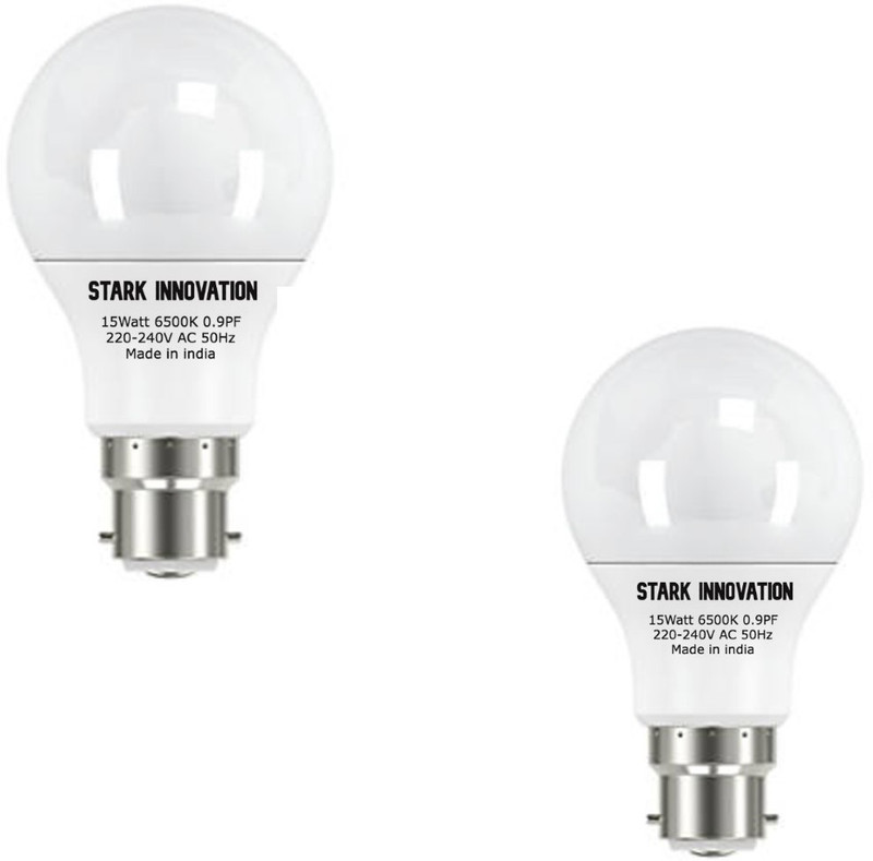 stark innovation 15 W Round B22 LED Bulb(White, Pack of 2)