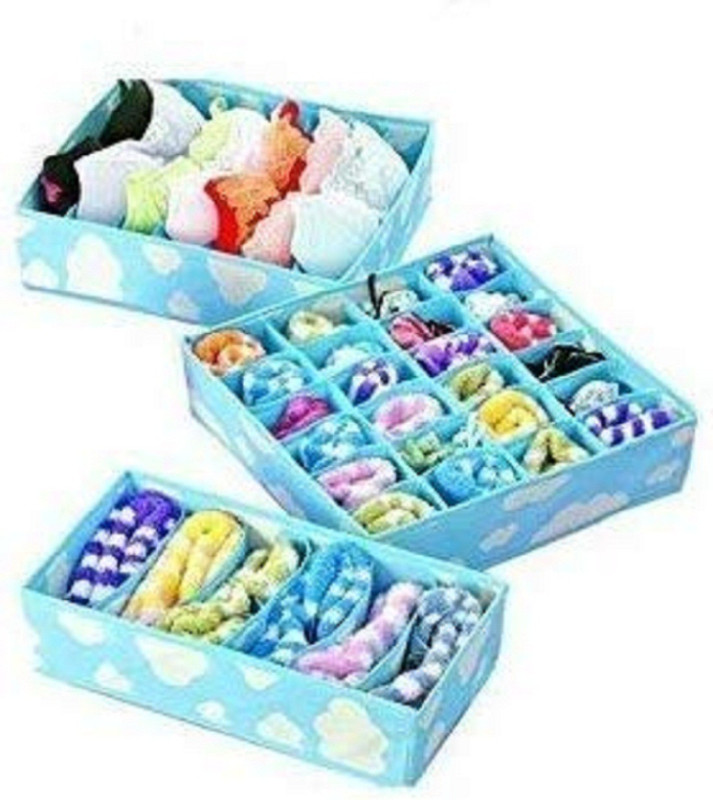 shop for living Set of 3 Cloud Inner wear Organizer(Blue)