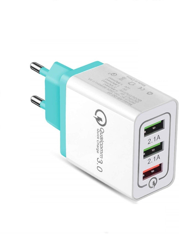 spincart 3.0 Qualcomm Quick Smart Charger With USB 3 Ports 4.8 A Multiport Mobile Charger with Detachable Cable(White, Green)