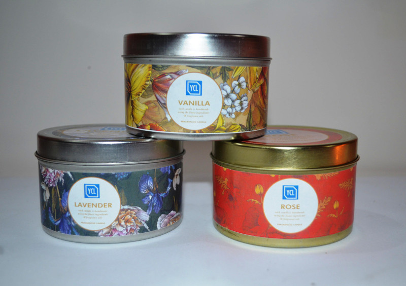 jar candles SET OF 3 TIN CANDLES Candle(Beige, Purple, Red, Pack of 3)