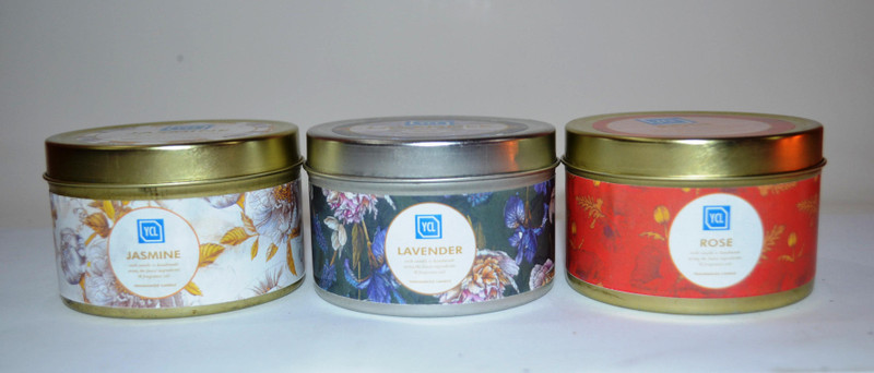 jar candles SET OF 3 TIN CANDLES Candle(Beige, Purple, Red, Pack of 3)