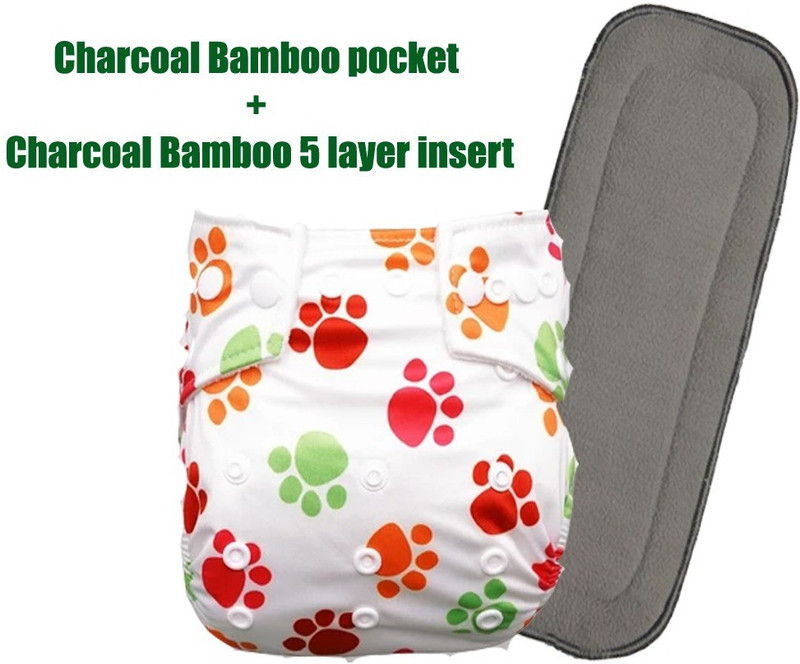 eco green baby Charcoal bamboo pocket diaper - S - M(2 Pieces)