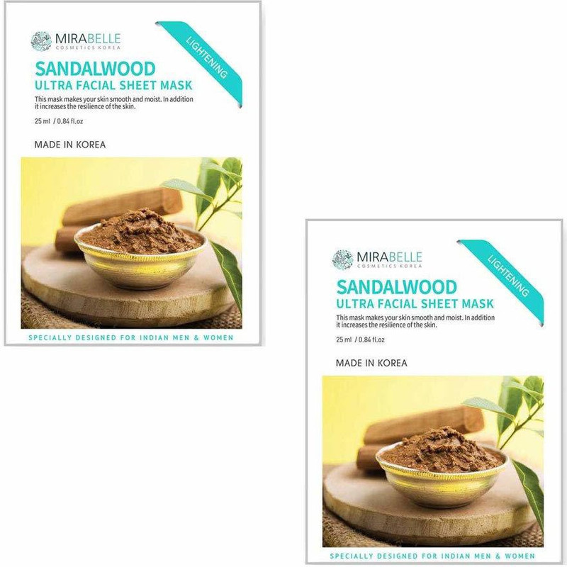 mirabelle Sandalwood Ultra Facial Sheet Mask(Pack of 2)(50 ml)