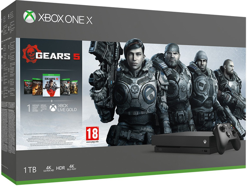 Microsoft Xbox One X 1 TB with Gears of War 5, Gears of War 2, Gears of War 3, Gears of War 4, Gears of War: Ultimate Edition(Black)