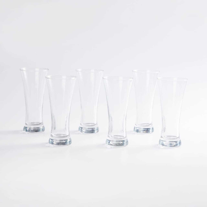 hans vahini Crystacore Dinining Table Glass Set For juice and Water Glass Set(Glass, 300 ml, White, Pack of 6)