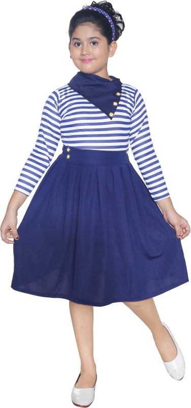 FTC FASHIONS Girls Midi/Knee Length Party Dress(Blue, 3/4 Sleeve)