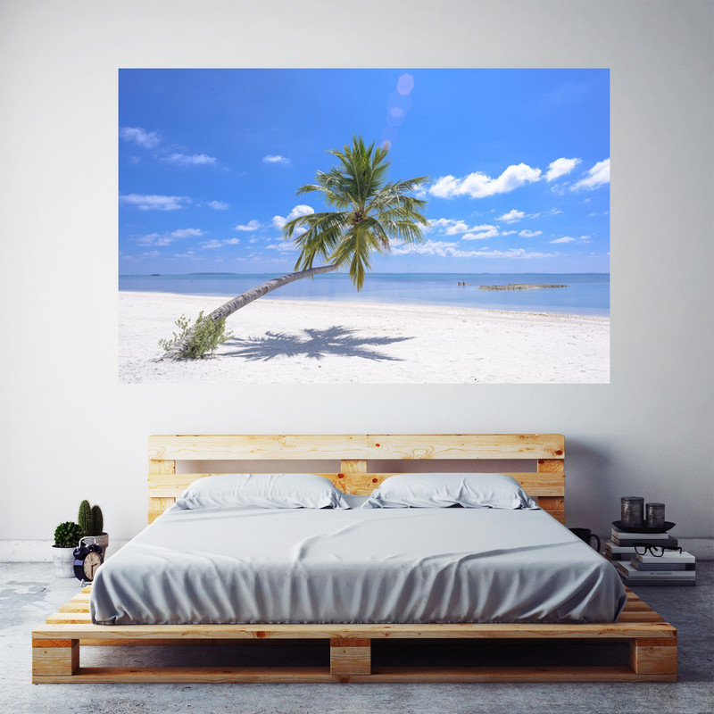 Beach Clouds Coconut Trees Wall Art Canvas Painting Abstract Paper Print(24 inch X 48 inch)