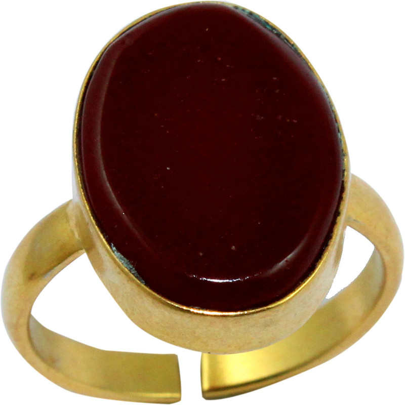 khnfashion khnfashion Red Onyx 24k Gold Plated Rings For Women Girls Brass Onyx Gold Plated Ring