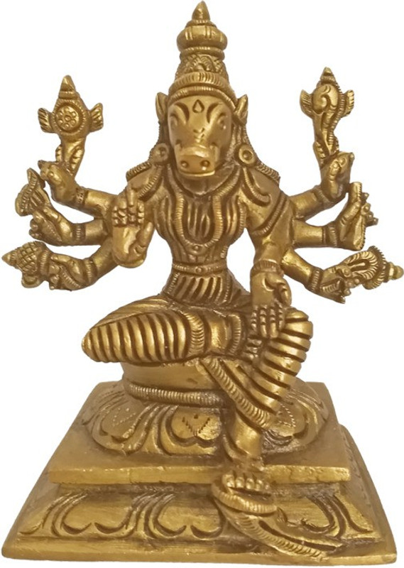vgocart Religious God Of Varaha Seated in Brass Statue Decorative Showpiece  -  11.43 cm(Brass, Gold)