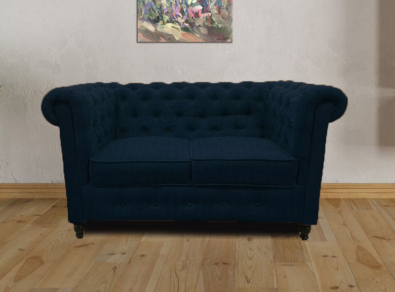 houzzcraft Fabric 2 Seater  Sofa(Finish Color - Navy blue)