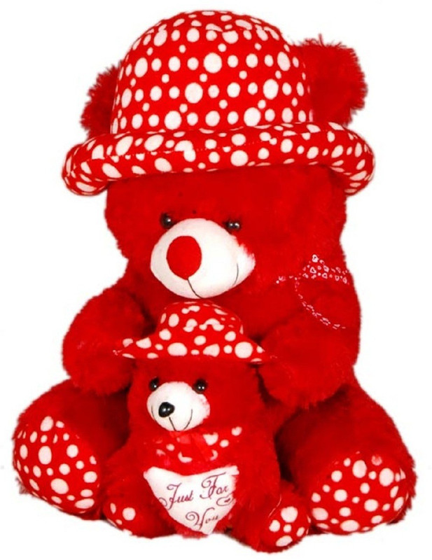 gracia red colour teddy with white dotted.  - 65 cm(Red)