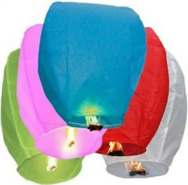 skyaysh air balloons Multicolor Paper Sky Lantern(22 cm X 20 cm, Pack of 5)