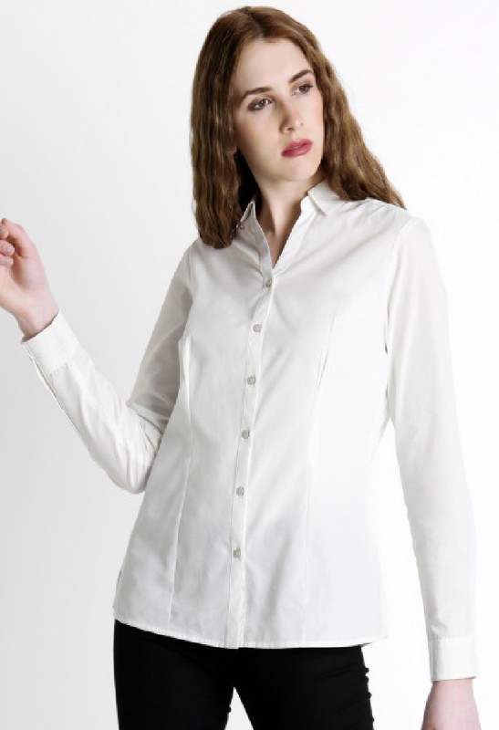 ItkiUtki Women Solid Formal White Shirt