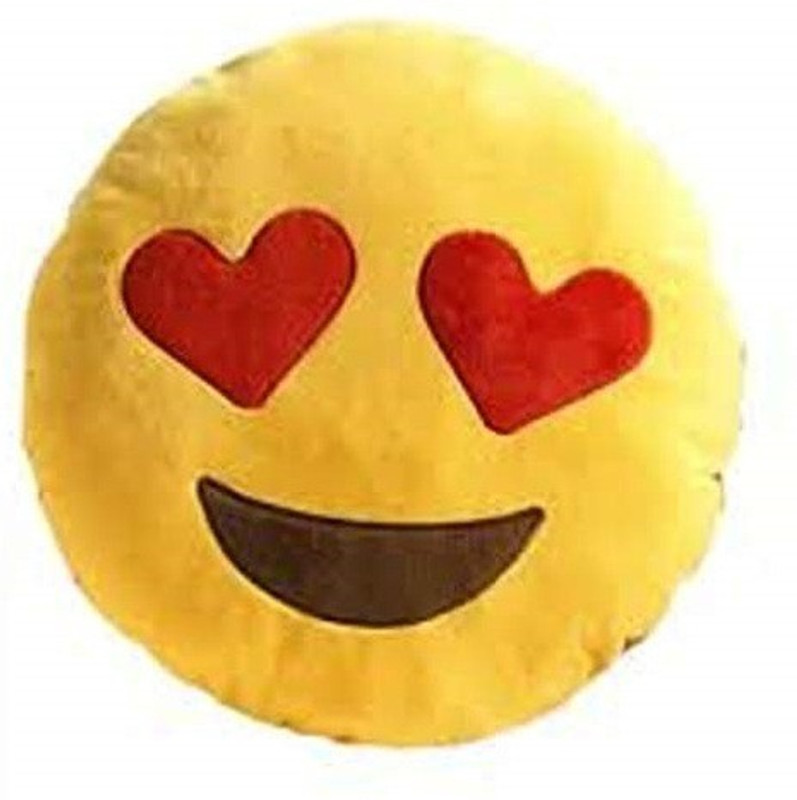 lavya Kids Preferred Emoji Large Pillow: Heart Eyes Plush  - 5 cm(Yellow)