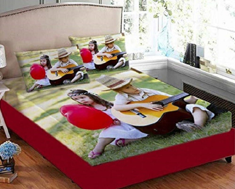 pitit custon 150 TC Velvet Double Printed Bedsheet(Pack of 1, Multicolor)