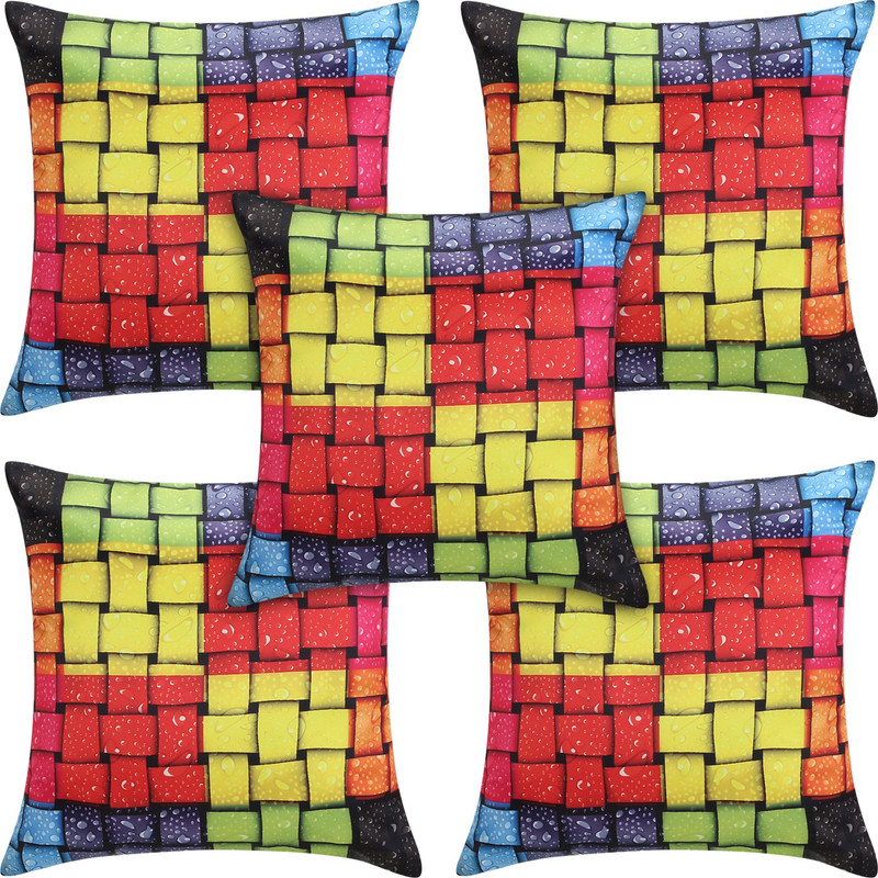 bantal Checkered Cushions & Pillows Cover(Pack of 5, 40 cm*40 cm, Multicolor)