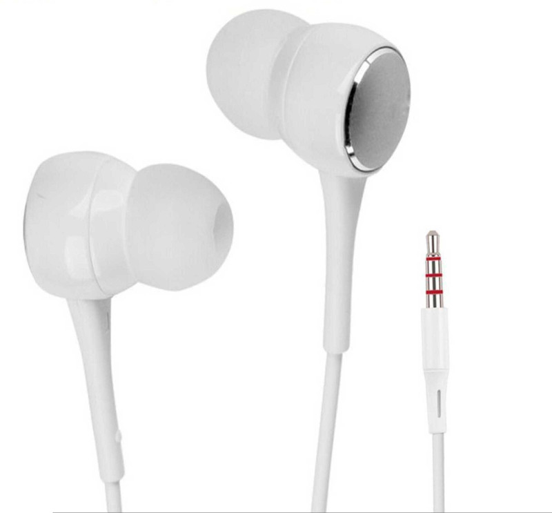 veenoshka In-Ear Headphone with Mic Super Extra Bass(3.5mm Jack) Wired Headset with Mic(White, In the Ear)